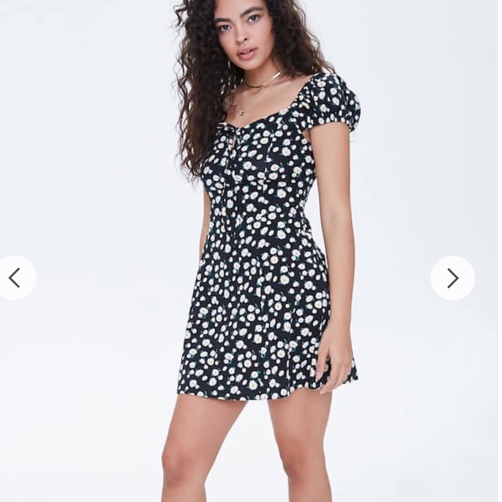 Forever 21 floral skater mini dress, size M